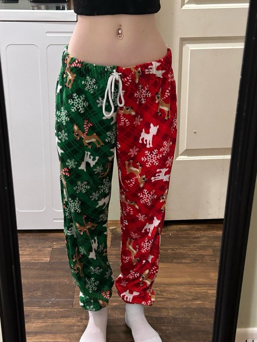 Disney Kids Christmas Reindeer Pajama Bottoms in Green and Red